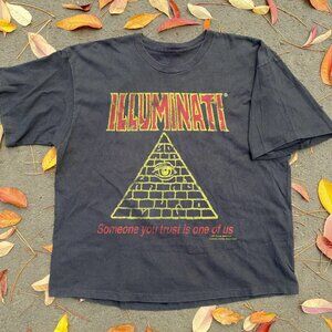 ILLUMINATI 1997 STEVE JACKSON VINTAGE WASHED BLACK T-SHIRT